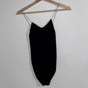 Women’s black v neck bodysuit